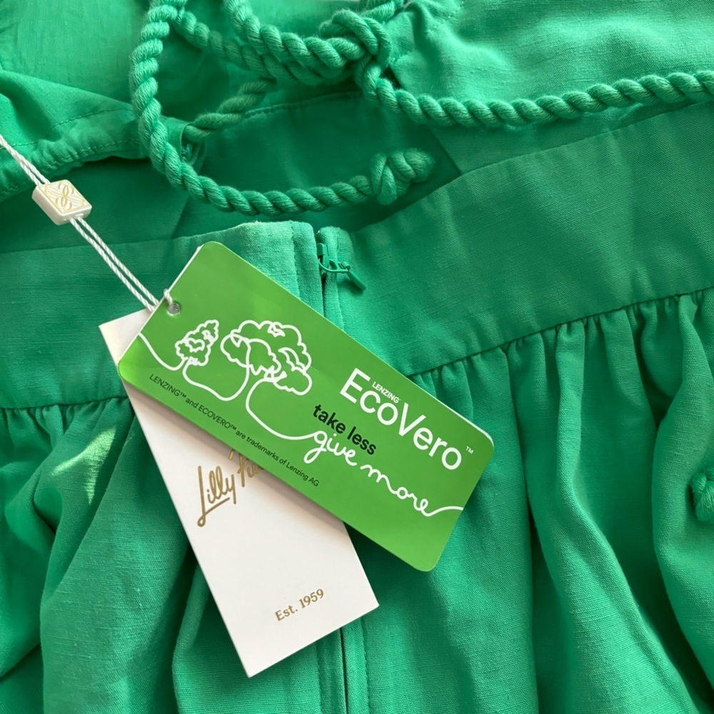 Lilly Pulitzer Green Babydoll Cord Open Back Top - Picture 6 of 6